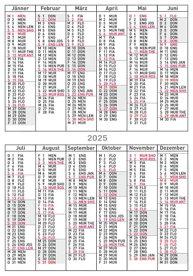 Bereitschaftsdienstkalender 2025